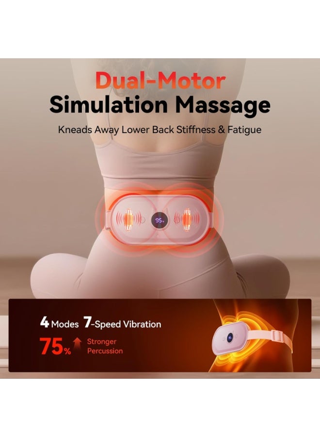 كمادة البطن الكهربائية المحمولة لتخفيف آلام الدورة الشهرية - حزام تدفئة وتدليك لاسلكي مع 7 مستويات حرارة و7 أنظمة اهتزاز لتخفيف آلام المعدة والظهر - Image 3